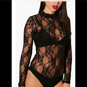 Black lace body suit